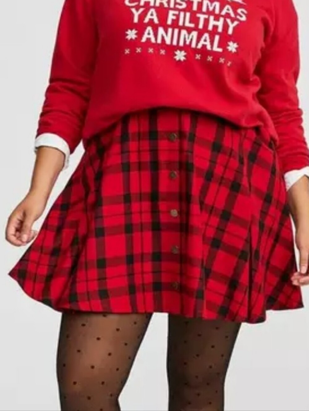 Torrid Skater Mini Skirt Size 5(28/5x) Monica Plaid Jester Red